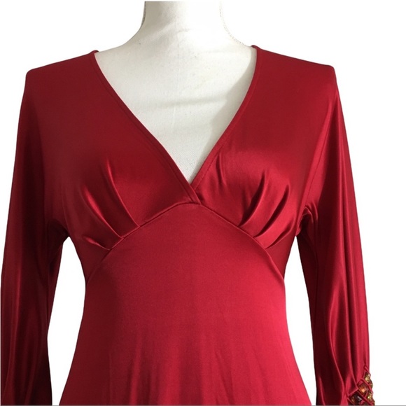 BCBG MAXazria red satin Rhinestone Dress xs - Picture 2 of 5